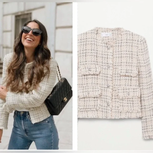 Mango Beige Tweed Jacket - Picture 8 of 11